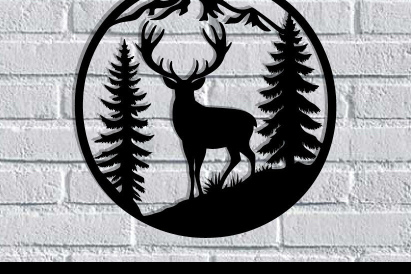 Intra απο ξύλο plywood 3mm-4mm πάχος -  κοπής με λέιζερ μεταλλικού τοίχου Deer Δίασταση 40x50 cm INTRAFABR-119526167