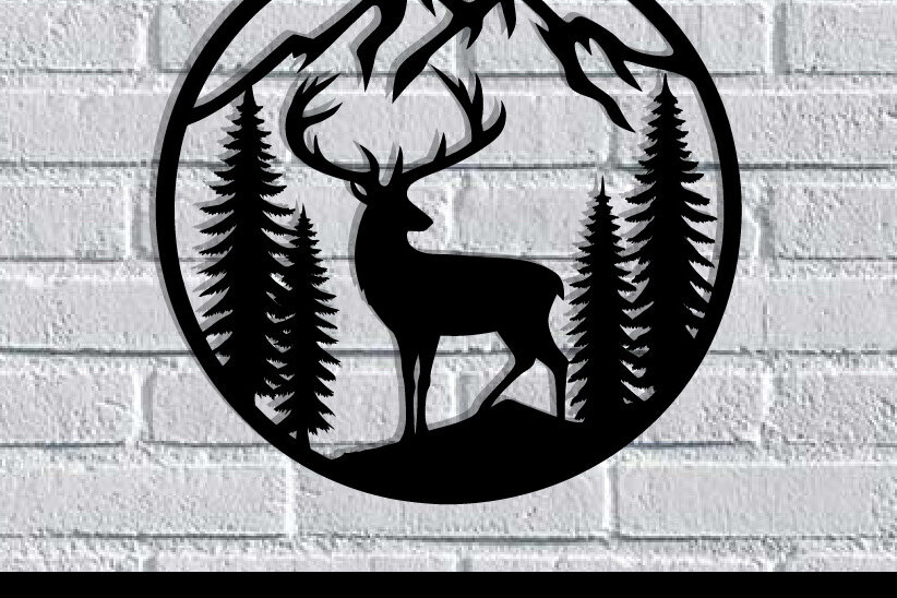 Intra απο ξύλο plywood 3mm-4mm πάχος -  κοπής με λέιζερ μεταλλικού τοίχου Deer Δίασταση 40x50 cm INTRAFABR-119527016