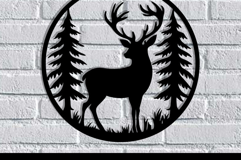 Intra απο ξύλο plywood 3mm-4mm πάχος -  κοπής με λέιζερ μεταλλικού τοίχου Deer Δίασταση 40x50 cm INTRAFABR-119526084