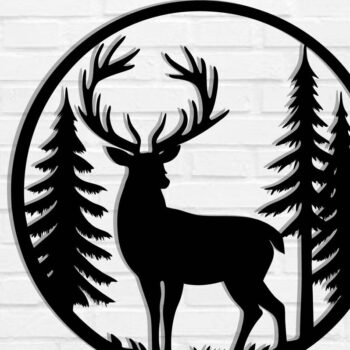 Intra απο ξύλο plywood 3mm-4mm πάχος -  με λέιζερ μεταλλικού τοίχου Deer Δίασταση 40x50 cm INTRAFABR-119797369 - Image 1