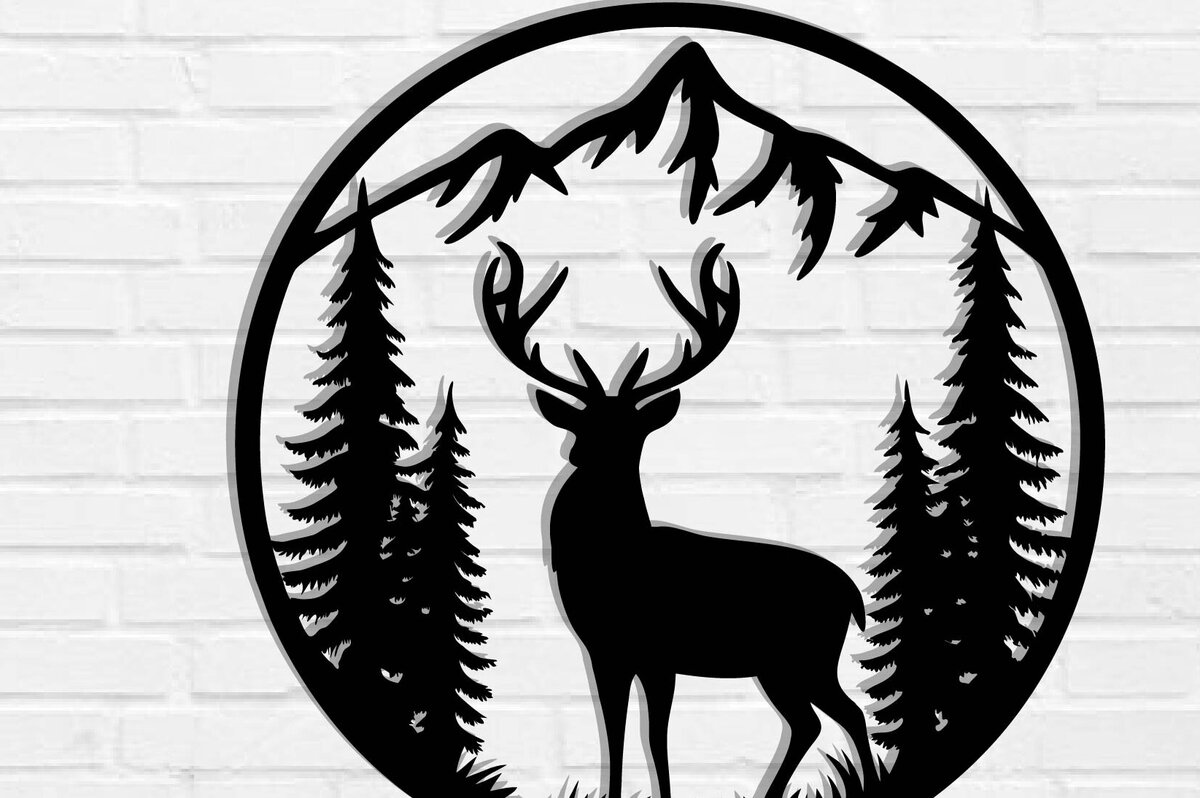 Intra απο ξύλο plywood 3mm-4mm πάχος -  με λέιζερ μεταλλικού τοίχου Deer Δίασταση 40x50 cm INTRAFABR-119823295