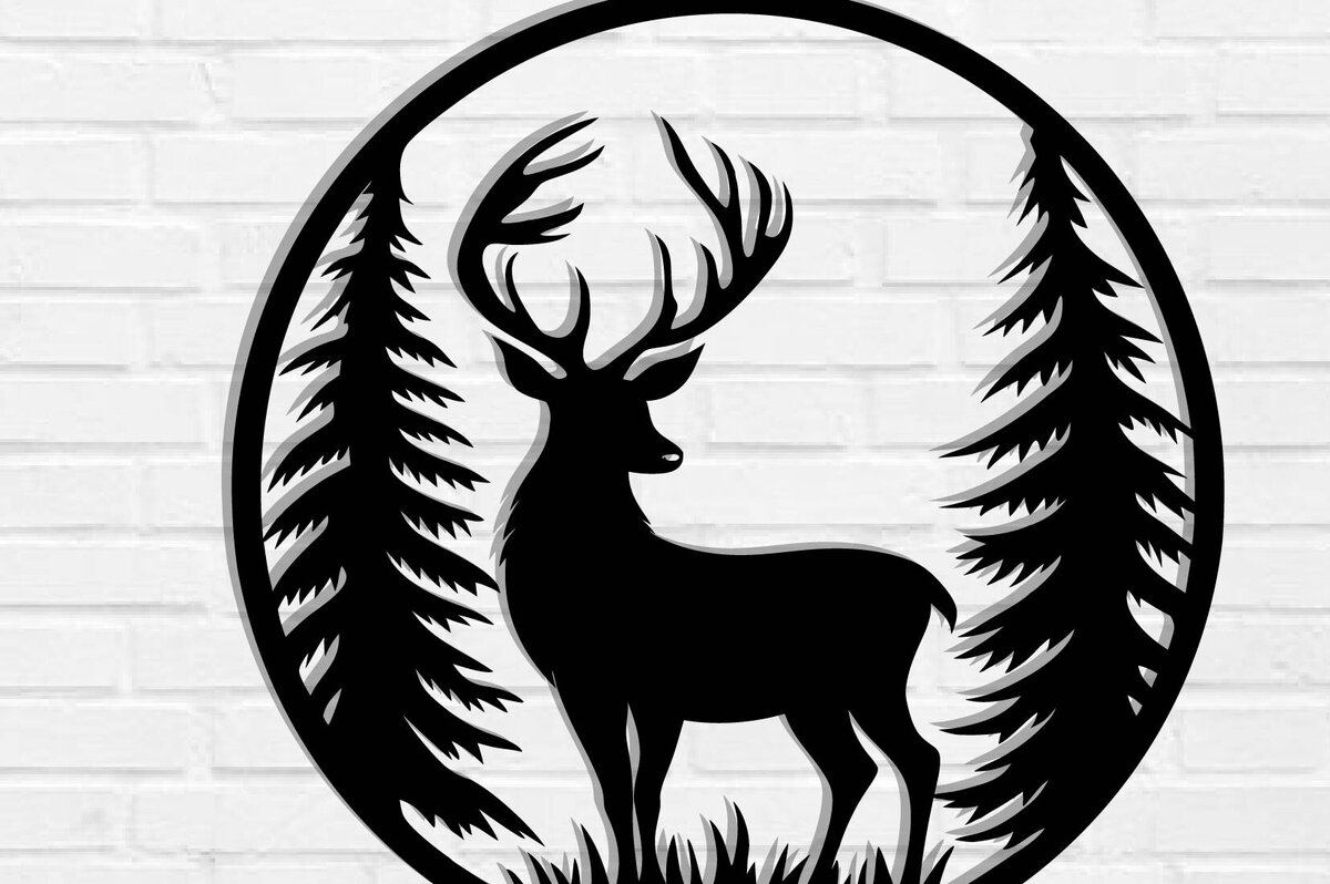 Intra απο ξύλο plywood 3mm-4mm πάχος -  με λέιζερ μεταλλικού τοίχου Deer Δίασταση 40x50 cm INTRAFABR-119823410