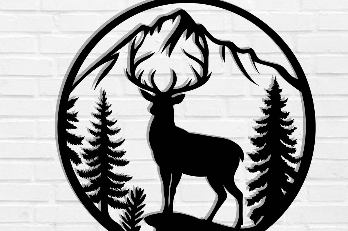 Intra απο ξύλο plywood 3mm-4mm πάχος -  με λέιζερ μεταλλικού τοίχου Deer Δίασταση 40x50 cm INTRAFABR-119823464