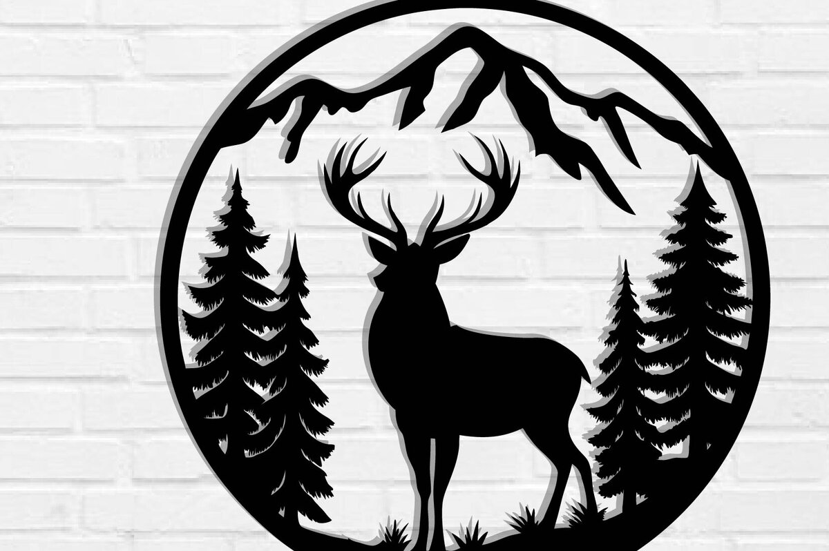 Intra απο ξύλο plywood 3mm-4mm πάχος -  με λέιζερ μεταλλικού τοίχου Deer Δίασταση 40x50 cm INTRAFABR-119796169