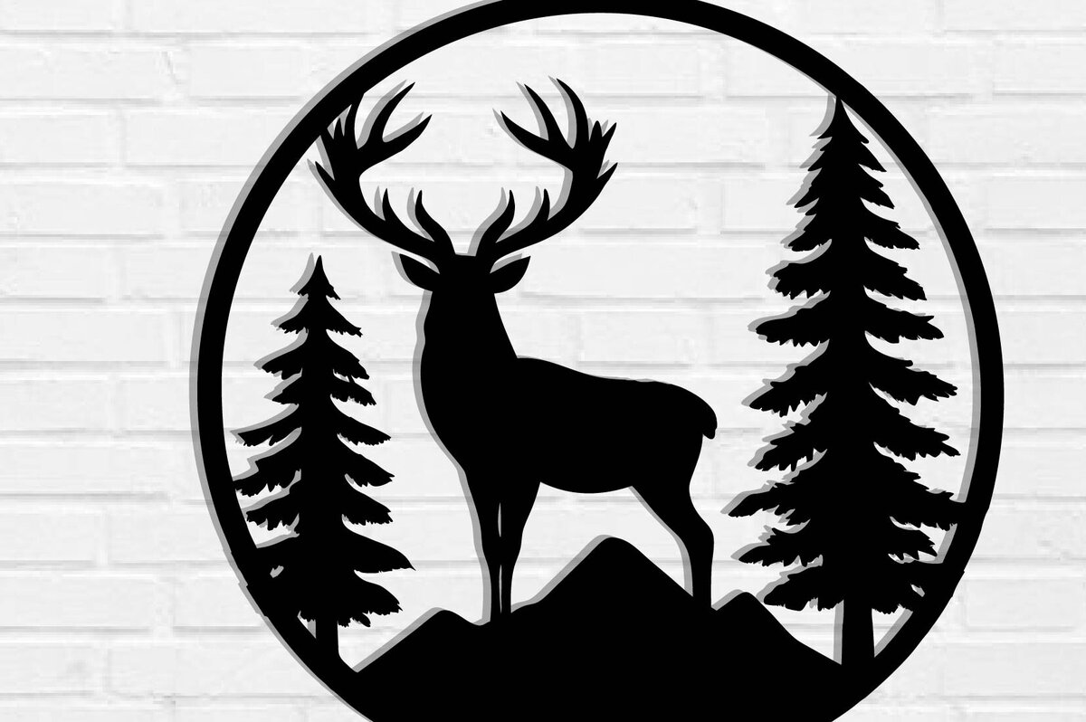 Intra απο ξύλο plywood 3mm-4mm πάχος -  με λέιζερ μεταλλικού τοίχου Deer Δίασταση 40x50 cm INTRAFABR-119796308