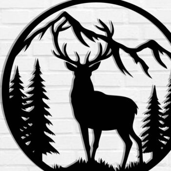 Intra απο ξύλο plywood 3mm-4mm πάχος -  με λέιζερ μεταλλικού τοίχου Deer Δίασταση 40x50 cm INTRAFABR-119796411 - Image 1