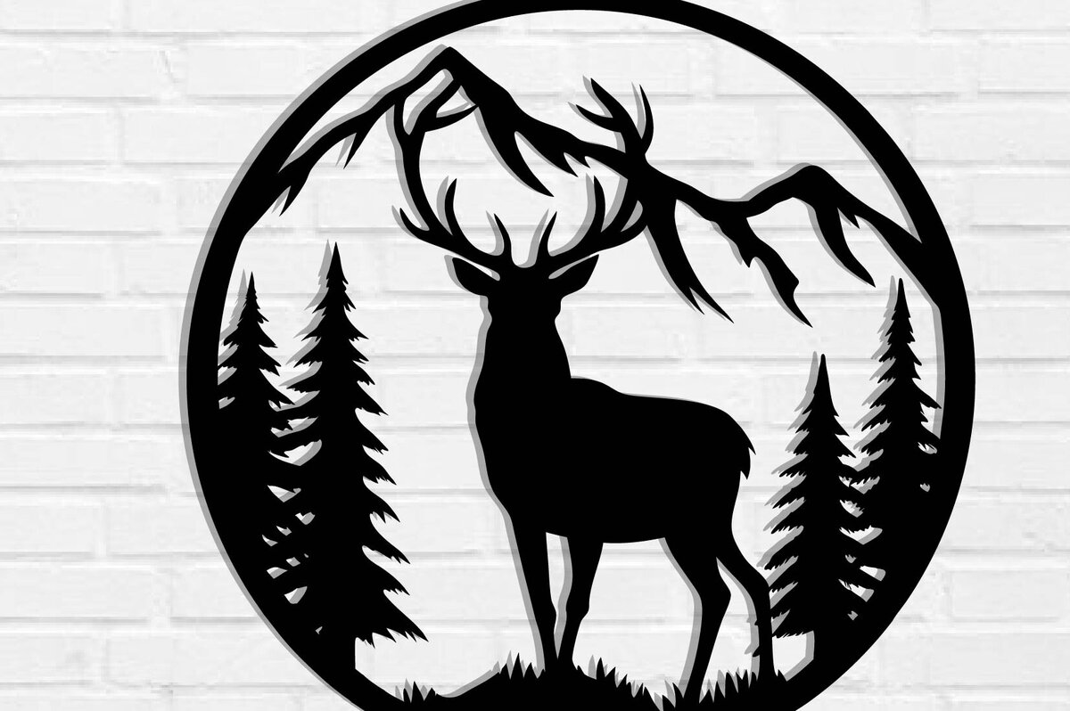 Intra απο ξύλο plywood 3mm-4mm πάχος -  με λέιζερ μεταλλικού τοίχου Deer Δίασταση 40x50 cm INTRAFABR-119796411