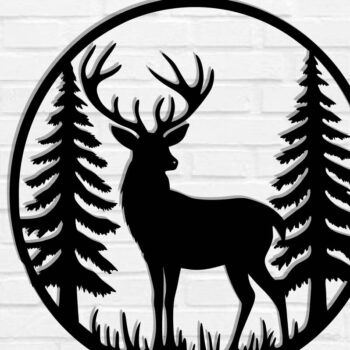 Intra απο ξύλο plywood 3mm-4mm πάχος -  με λέιζερ μεταλλικού τοίχου Deer Δίασταση 40x50 cm INTRAFABR-119797033 - Image 1