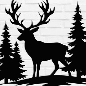 Intra απο ξύλο plywood 3mm-4mm πάχος - Deer Metal Wall Art Laser Cut Δίασταση 3600x3600 cm INTRAFABR-110060055 - Image 1