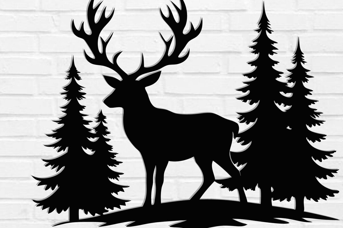 Intra απο ξύλο plywood 3mm-4mm πάχος - Deer Metal Wall Art Laser Cut  Δίασταση 3600x3600 cm INTRAFABR-110060055