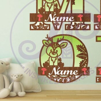 Intra απο ξύλο plywood 3mm-4mm πάχος - Μονόγραμμα ελαφιών Σημάδια ονόματος επιστολής  Δίασταση 30x20 cm INTRAFABR-84536460 - Image 2