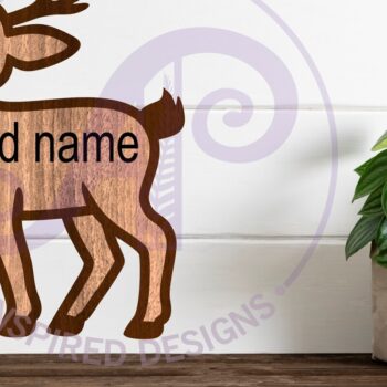 Intra απο ξύλο plywood 3mm-4mm πάχος - Ελάφια περίγραμμα δύο επιπέδων όνομα επιτοίχιο σημάδι Δίασταση 30x20 cm INTRAFABR-111016664 - Image 2