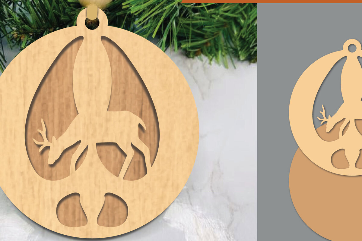 Intra απο ξύλο plywood 3mm-4mm πάχος - Στολίδι κοπής με λέιζερ ελαφιού  Δίασταση 6x6 cm INTRAFABR-105775549