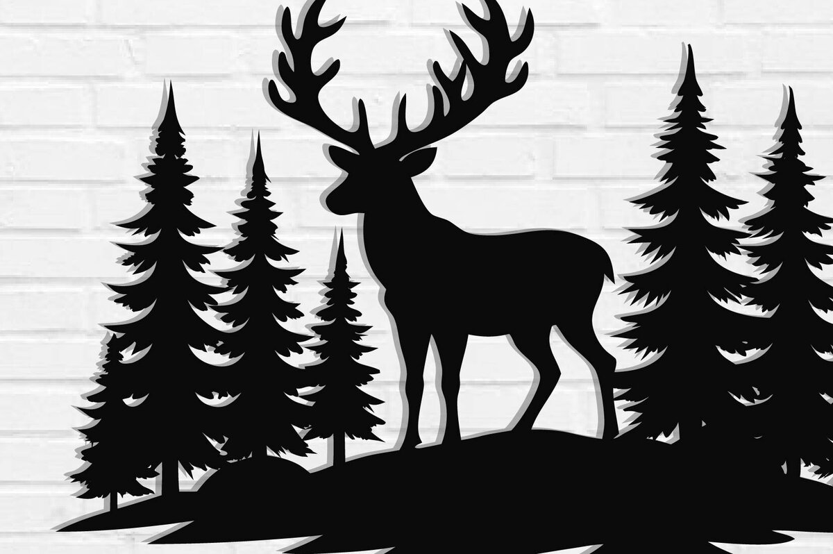 Intra απο ξύλο plywood 3mm-4mm πάχος - Deer Scene Metal Wall Art , Αρχεία DXF Δίασταση 3600x3600 cm INTRAFABR-110063950