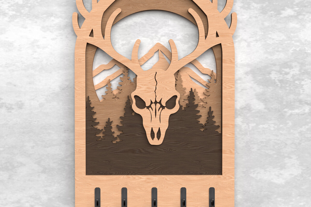 Intra απο ξύλο plywood 3mm-4mm πάχος - Κλειδιά κρανίου ελαφιού  Δίασταση 30x20 cm INTRAFABR-117701577