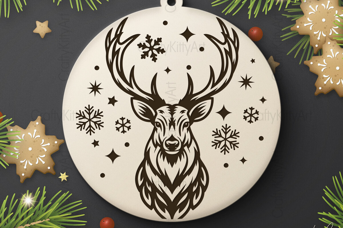 Intra απο ξύλο plywood 3mm-4mm πάχος - Deer  Laser Cut, Χριστουγεννιάτικο Στολίδι Δίασταση 6x6 cm INTRAFABR-111007372