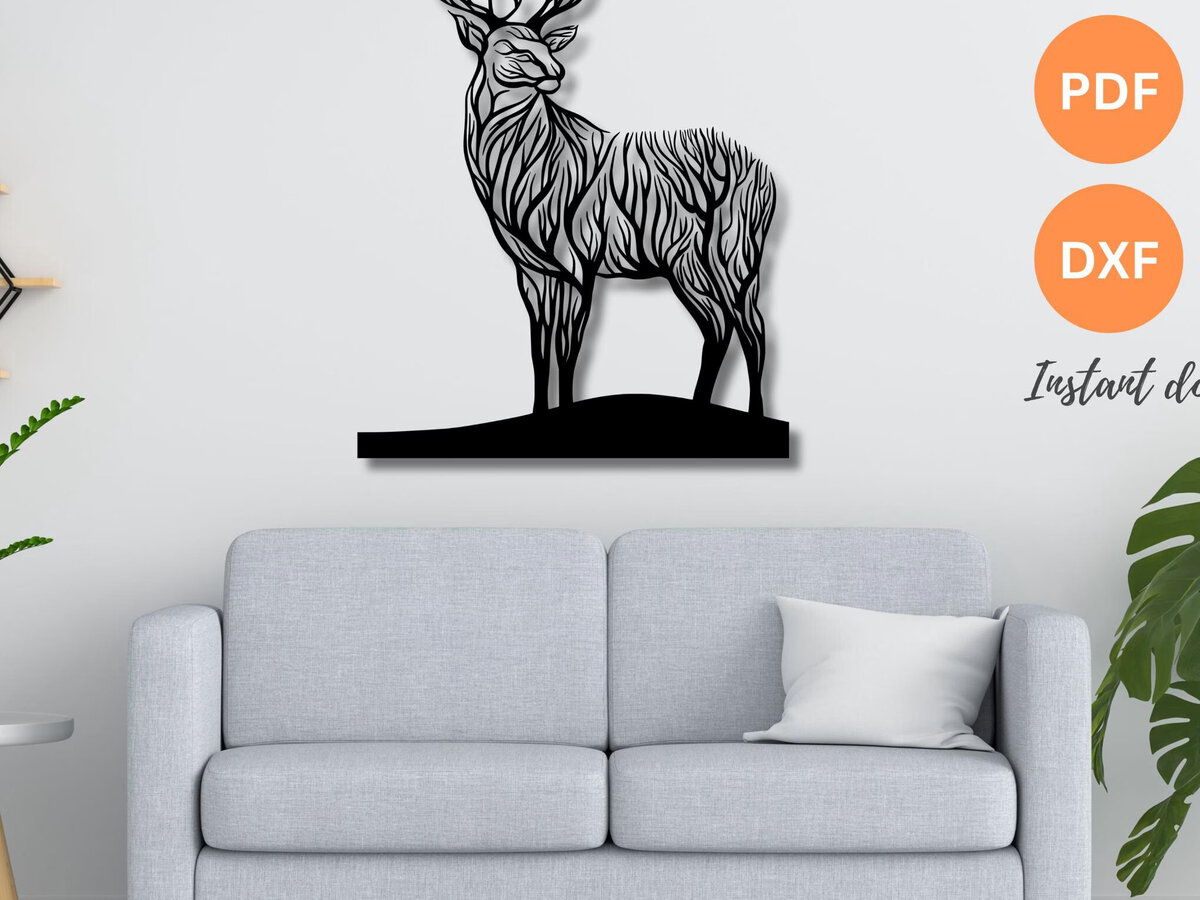 Intra απο ξύλο plywood 3mm-4mm πάχος -  κοπής με λέιζερ Deer Wall Art  DFX Δίασταση 40x50 cm INTRAFABR-109923329
