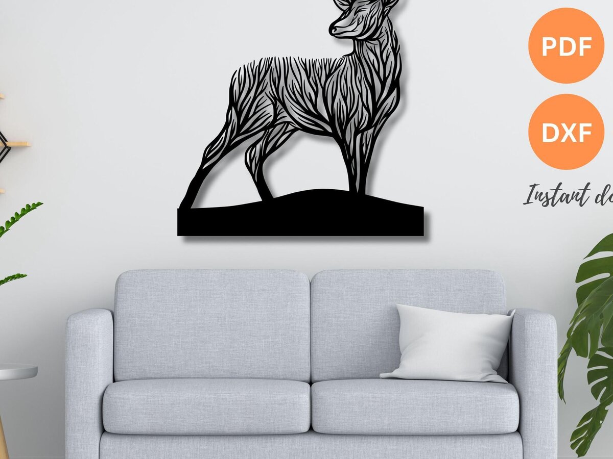Intra απο ξύλο plywood 3mm-4mm πάχος -  κοπής με λέιζερ Deer Wall Art  DFX Δίασταση 40x50 cm INTRAFABR-109923455