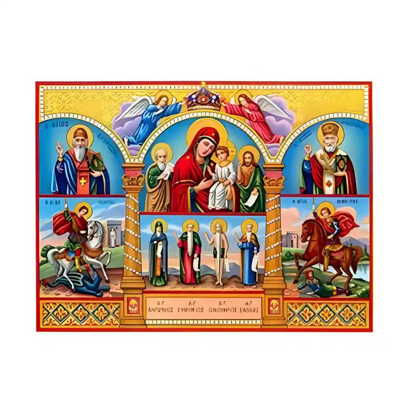 Εικόνα Ορθοδοξίας με περίγραμμα χρυσό σε ξύλο Φλαμουρίας  με  βάση Εικόνα Δωδεκάωρτο Χειροποίητη Ελληνορθόδοξη , Κρεμαστή πλάκα βυζαντινής τέχνης, χριστιανική τέχνη Διάσταση 10x7 cm (3,9 x 2,8 ίντσες) INTRAEK-671005