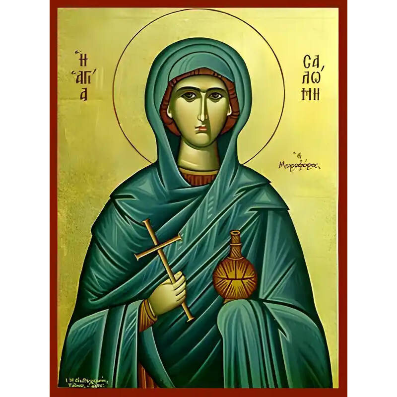 Εικόνα Ορθοδοξίας με περίγραμμα χρυσό σε ξύλο Φλαμουρίας  με  βάση Εικόνα ΑΓΙΑ ΣΑΛΩΜΗ, Η ΜΥΡΟΦΟΡΟΣ Χειροποίητη Ελληνορθόδοξη εικόνα του Ιησού Χριστού, Κρεμαστή πλάκα βυζαντινής τέχνης, χριστιανική τέχνη Διάσταση 40x30 cm (10,2x7,9 ίντσες)  INTRAEK-1447757865234