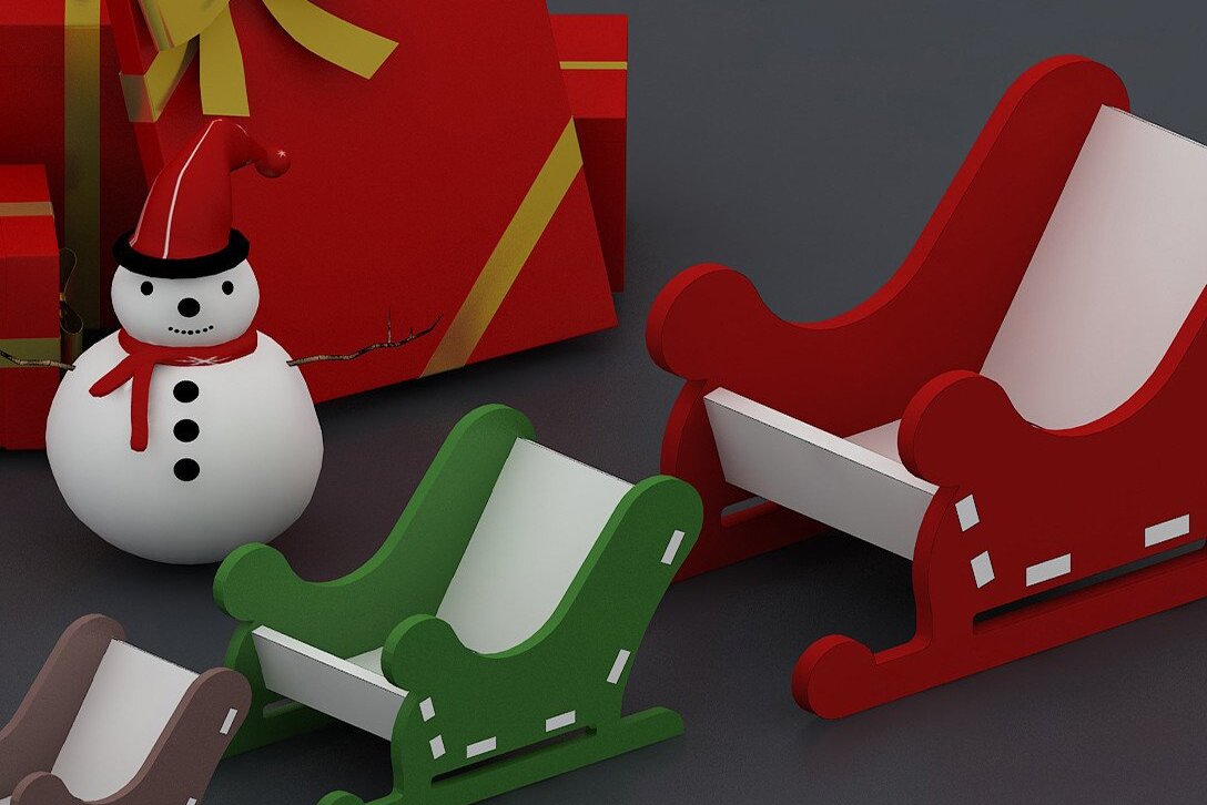 Intra απο ξύλο plywood 3mm-4mm πάχος - Ελάφι με χριστουγεννιάτικο ντεκόρ με έλκηθρο Δίασταση 30x20 cm INTRAFABR-42951245