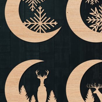 Intra απο ξύλο plywood 3mm-4mm πάχος - Πακέτο  Deers in the Forest Moon Δίασταση 25x25 cm INTRAFABR-42156950 - Image 1