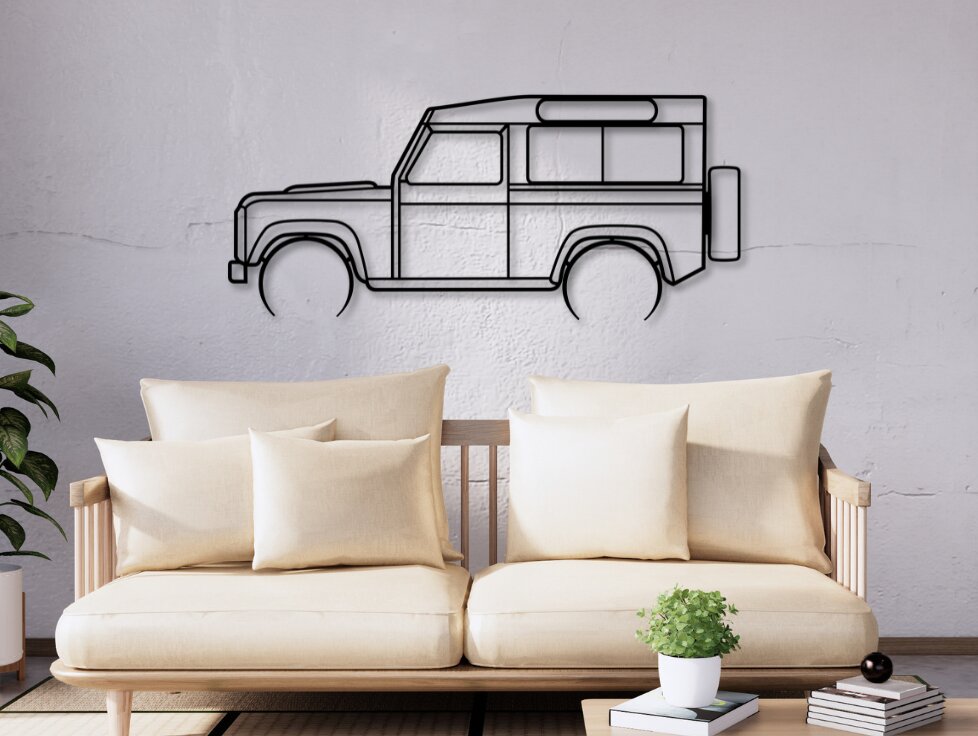 Intra απο ξύλο plywood 3mm-4mm πάχος - Defender 90 Laser Cut Car Silhouette Δίασταση 20x20 cm INTRAFABR-111795520