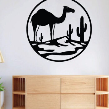 Intra απο ξύλο plywood 3mm-4mm πάχος - Desert Camel Scene Μεταλλική τέχνη τοίχου, λέιζερ Δίασταση 40x50 cm INTRAFABR-64756426 - Image 2
