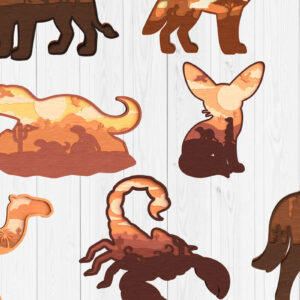 Intra απο ξύλο plywood 3mm-4mm πάχος - Πακέτο  με στρώματα άγριας ζωής στην έρημο Δίασταση 30x20 cm INTRAFABR-121364662