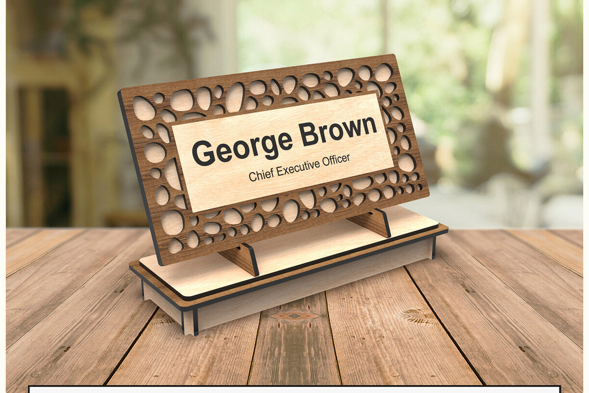 Intra απο ξύλο plywood 3mm-4mm πάχος -  κοπής λέιζερ πινακίδας γραφείου Δίασταση 30x20 cm INTRAFABR-109501095