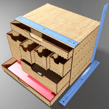 Intra απο ξύλο plywood 3mm-4mm πάχος - Desk Organizer 7 Συρταριέρα Κουτί αποθήκευσης Δίασταση 48x1 cm INTRAFABR-113417458 - Image 13