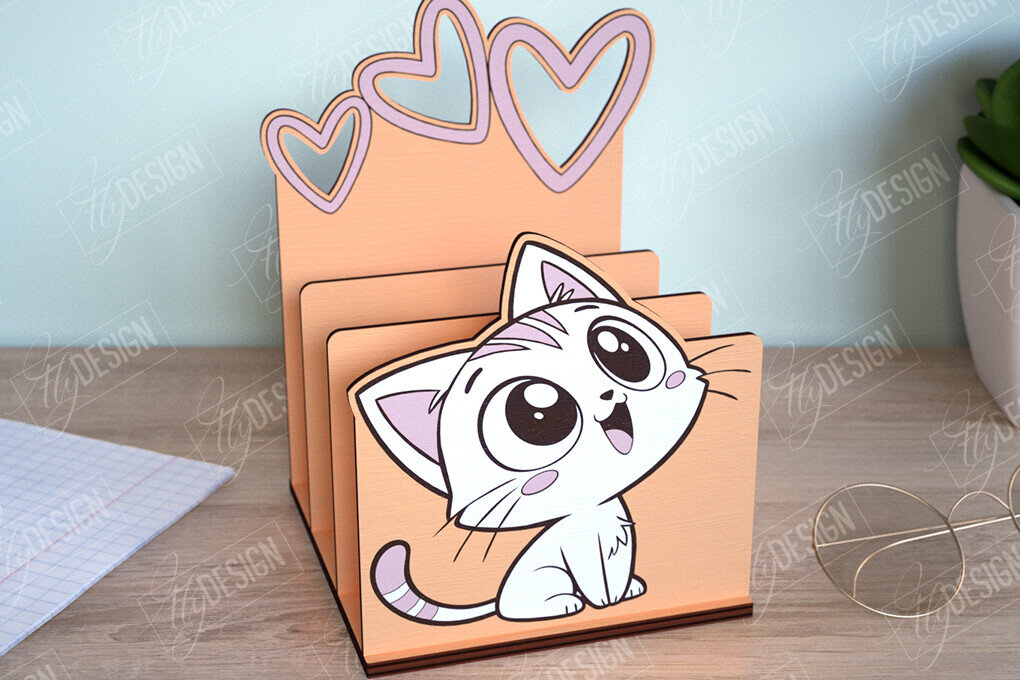 Intra απο ξύλο plywood 3mm-4mm πάχος - Οργανωτής γραφείου | Γάτα |  CNC Δίασταση 30x20 cm INTRAFABR-112656372