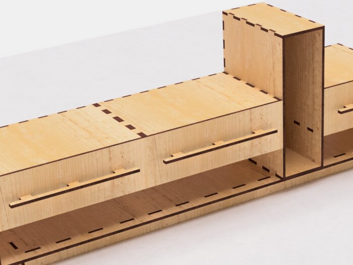 Intra απο ξύλο plywood 3mm-4mm πάχος - Ράφι γραφείου με συρτάρια  με λέιζερ Δίασταση 30x20 cm INTRAFABR-118216117