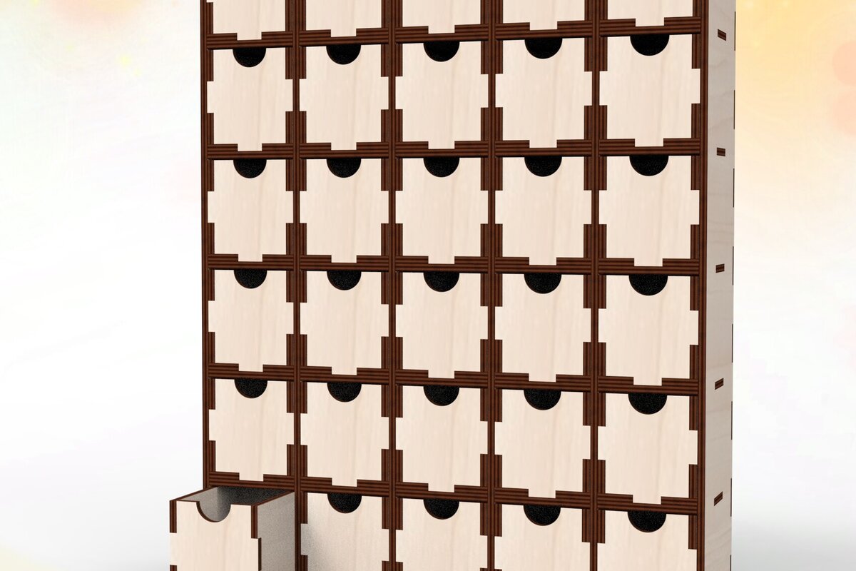 Intra απο ξύλο plywood 3mm-4mm πάχος - Desktop Organizer 30 συρτάρια, Laser  Δίασταση 30x20 cm INTRAFABR-111162985