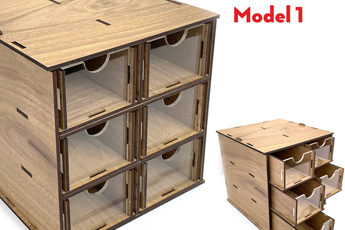 Intra απο ξύλο plywood 3mm-4mm πάχος - Desktop Organizer , Hobby Storage Box Δίασταση 15x15 cm INTRAFABR-62335358