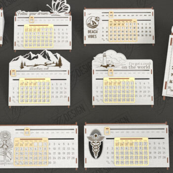 Intra απο ξύλο plywood 3mm-4mm πάχος - Πακέτο Διαρκούς Ημερολογίου Επιτραπέζιου υπολογιστή | CNC Δίασταση 20x20 cm INTRAFABR-112898072 - Image 1