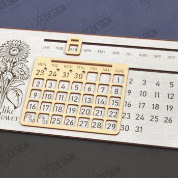 Intra απο ξύλο plywood 3mm-4mm πάχος - Πακέτο Διαρκούς Ημερολογίου Επιτραπέζιου υπολογιστή | CNC Δίασταση 20x20 cm INTRAFABR-112898072 - Image 9