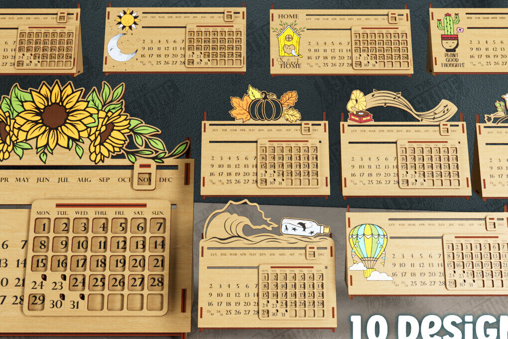 Intra απο ξύλο plywood 3mm-4mm πάχος - Πακέτο Διαρκούς Ημερολογίου Επιτραπέζιου υπολογιστή | CNC Δίασταση 20x20 cm INTRAFABR-112680019