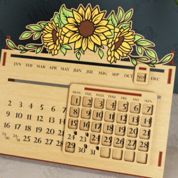 Intra απο ξύλο plywood 3mm-4mm πάχος - Πακέτο Διαρκούς Ημερολογίου Επιτραπέζιου υπολογιστή | CNC Δίασταση 20x20 cm INTRAFABR-112680019 - Image 6