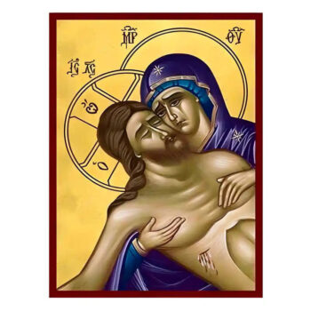 Εικόνα Ορθοδοξίας με περίγραμμα χρυσό σε ξύλο Φλαμουρίας με βάση Εικόνα Εγκώμια Μεγάλης Παρασκευής Χειροποίητη Ελληνορθόδοξη , Κρεμαστή πλάκα βυζαντινής τέχνης, χριστιανική τέχνη Διάσταση 10x7 cm (3,9 x 2,8 ίντσες) INTRAEK-671001 - Image 1