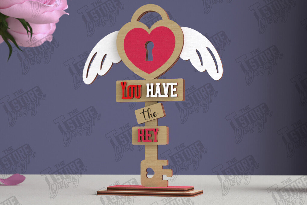 Intra απο ξύλο plywood 3mm-4mm πάχος - Επιτραπέζιο Πινακίδα κατεύθυνσης Αγίου Βαλεντίνου|CNC Δίασταση 20x20 cm INTRAFABR-112629861