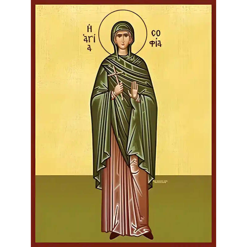 Εικόνα Ορθοδοξίας με περίγραμμα χρυσό σε ξύλο Φλαμουρίας  με  βάση Εικόνα ΑΓΙΑ ΣΟΦΙΑ, ΟΛΟΣΩΜΗ Χειροποίητη Ελληνορθόδοξη εικόνα του Ιησού Χριστού, Κρεμαστή πλάκα βυζαντινής τέχνης, χριστιανική τέχνη Διάσταση 40x30 cm (10,2x7,9 ίντσες)  INTRAEK-1447757865230