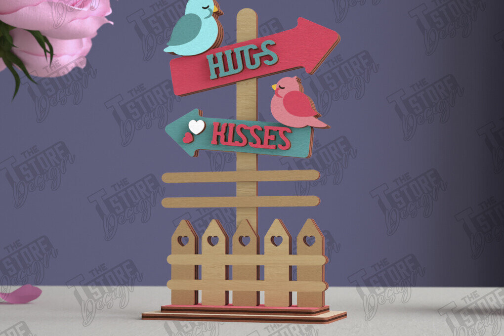 Intra απο ξύλο plywood 3mm-4mm πάχος - Επιτραπέζιο Πινακίδα κατεύθυνσης Αγίου Βαλεντίνου|CNC Δίασταση 20x20 cm INTRAFABR-112629833