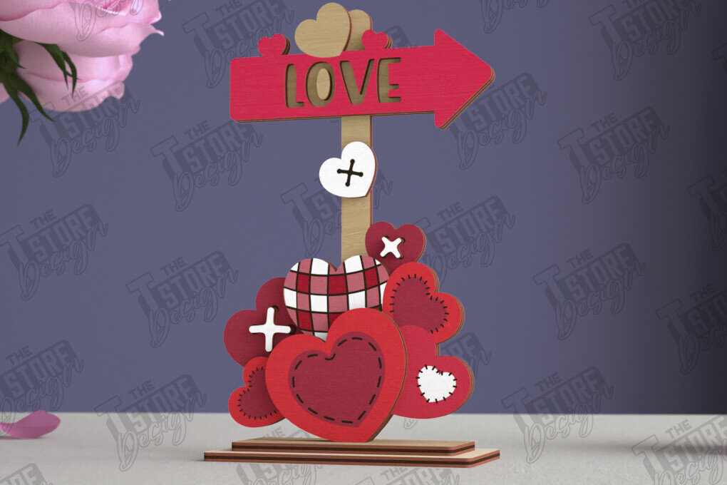 Intra απο ξύλο plywood 3mm-4mm πάχος - Επιτραπέζιο Πινακίδα κατεύθυνσης Αγίου Βαλεντίνου|CNC Δίασταση 20x20 cm INTRAFABR-112629846