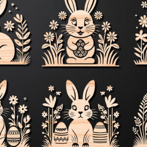 Intra απο ξύλο plywood 3mm-4mm πάχος - Λεπτομερές Πασχαλινό πακέτο  Laser Cut Δίασταση 15x15 cm INTRAFABR-112388643