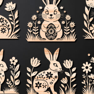 Intra απο ξύλο plywood 3mm-4mm πάχος - Λεπτομερές Πασχαλινό πακέτο  Laser Cut Δίασταση 15x15 cm INTRAFABR-112388666