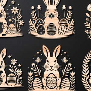 Intra απο ξύλο plywood 3mm-4mm πάχος - Λεπτομερές Πασχαλινό πακέτο  Laser Cut Δίασταση 15x15 cm INTRAFABR-112388613