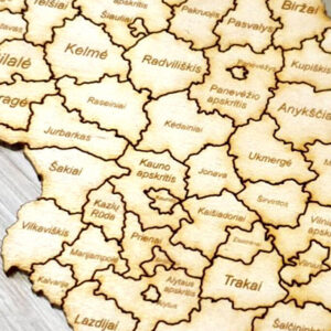 Intra απο ξύλο plywood 3mm-4mm πάχος - Λεπτομερής χάρτης της Λιθουανίας από Laser Δίασταση 30x20 cm INTRAFABR-92965124