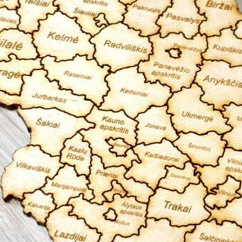 Intra απο ξύλο plywood 3mm-4mm πάχος - Λεπτομερής χάρτης της Λιθουανίας από Laser Δίασταση 30x20 cm INTRAFABR-92965124 - Image 1