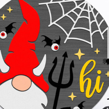 Intra απο ξύλο plywood 3mm-4mm πάχος - Devil Gnome , Halloween Door Sign DXF Δίασταση 4x4 cm INTRAFABR-124396818 - Image 1